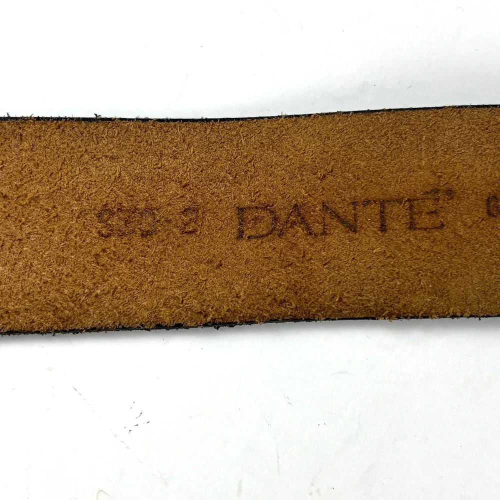 Dante Belt Mens 30 Navy Blue Genuine Suede Leather Silver Oval‎ Buckle Vintage